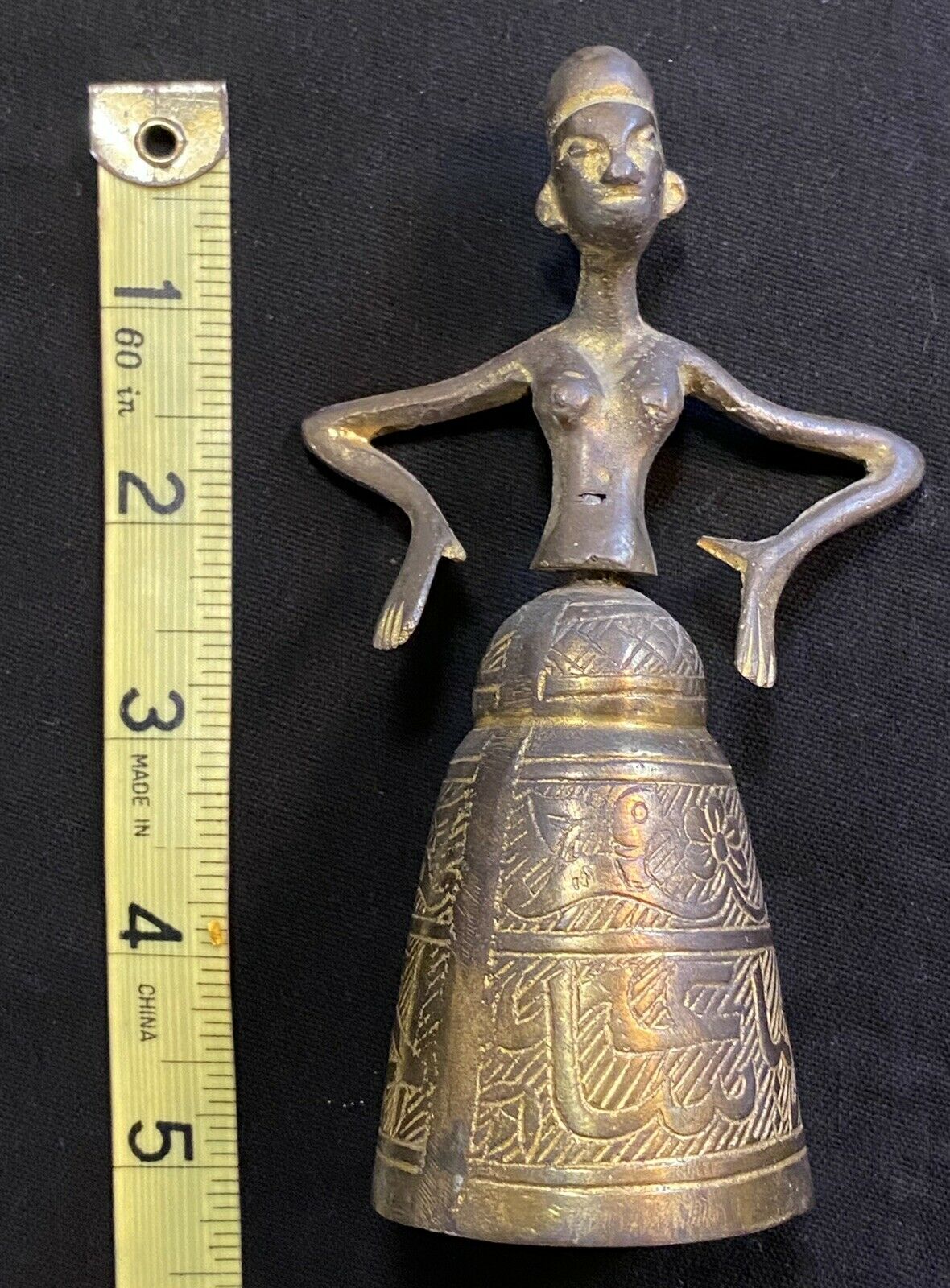 Vtg Pair of Figural Woman Brass Bells /b